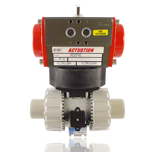 PVC C 2/2-Wege-Kugelhahn, pneumatische Ausf&uuml;hrung