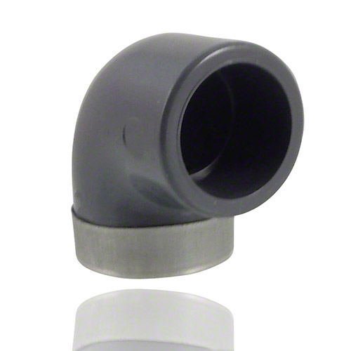 PVC U &Uuml;bergangs-Winkel 90&deg;, metallringverst&auml;rkt